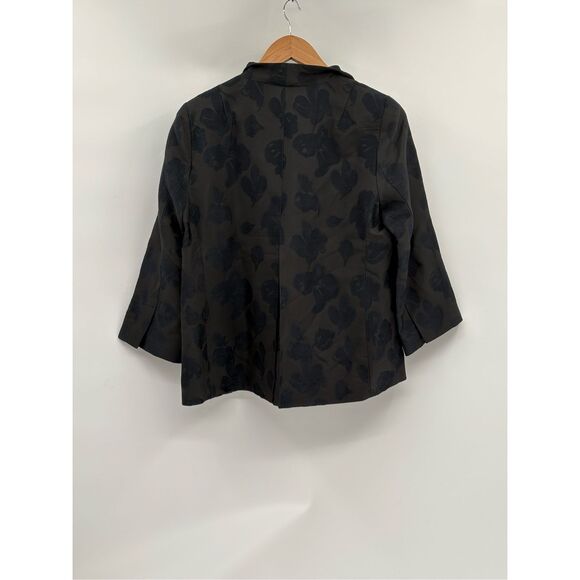 Eileen Fisher Blazer Jacket Open‎ Women Size Small Black 3/4 Sleeve - Picture 2 of 9